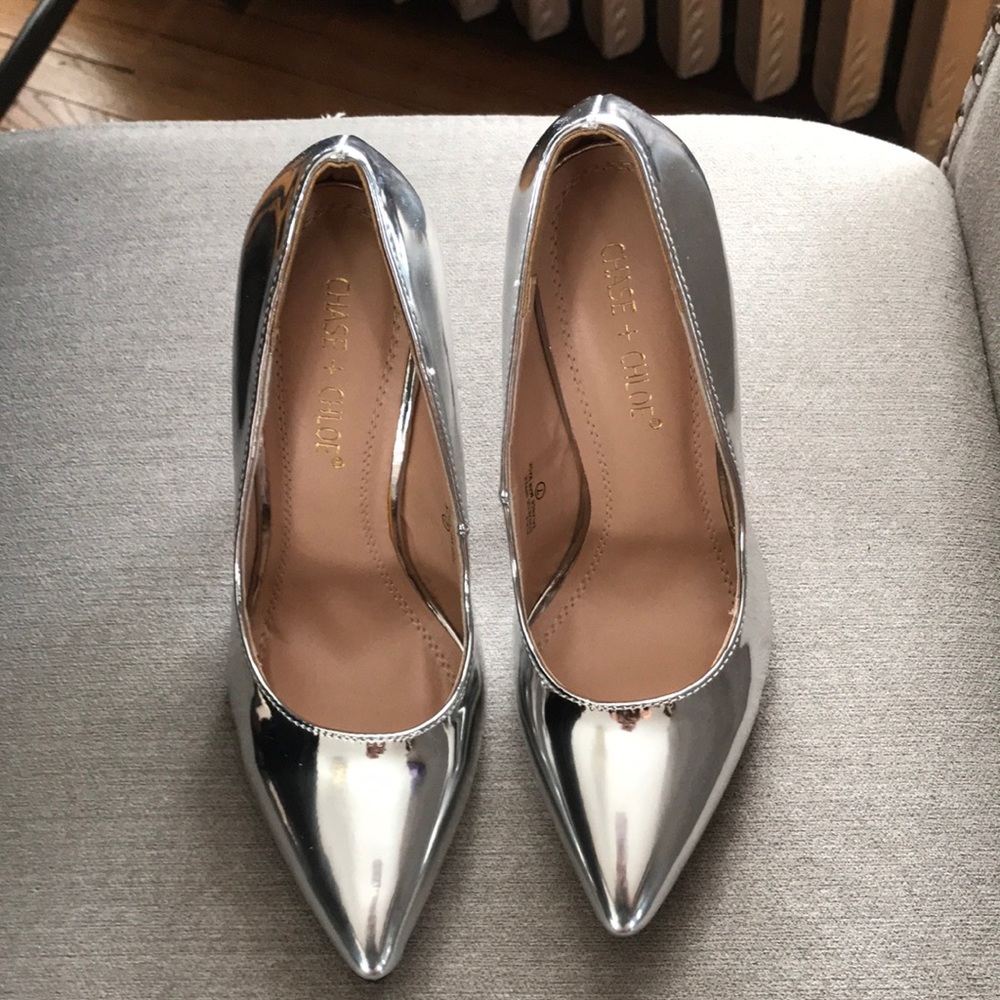 Metallic Silver Pumps